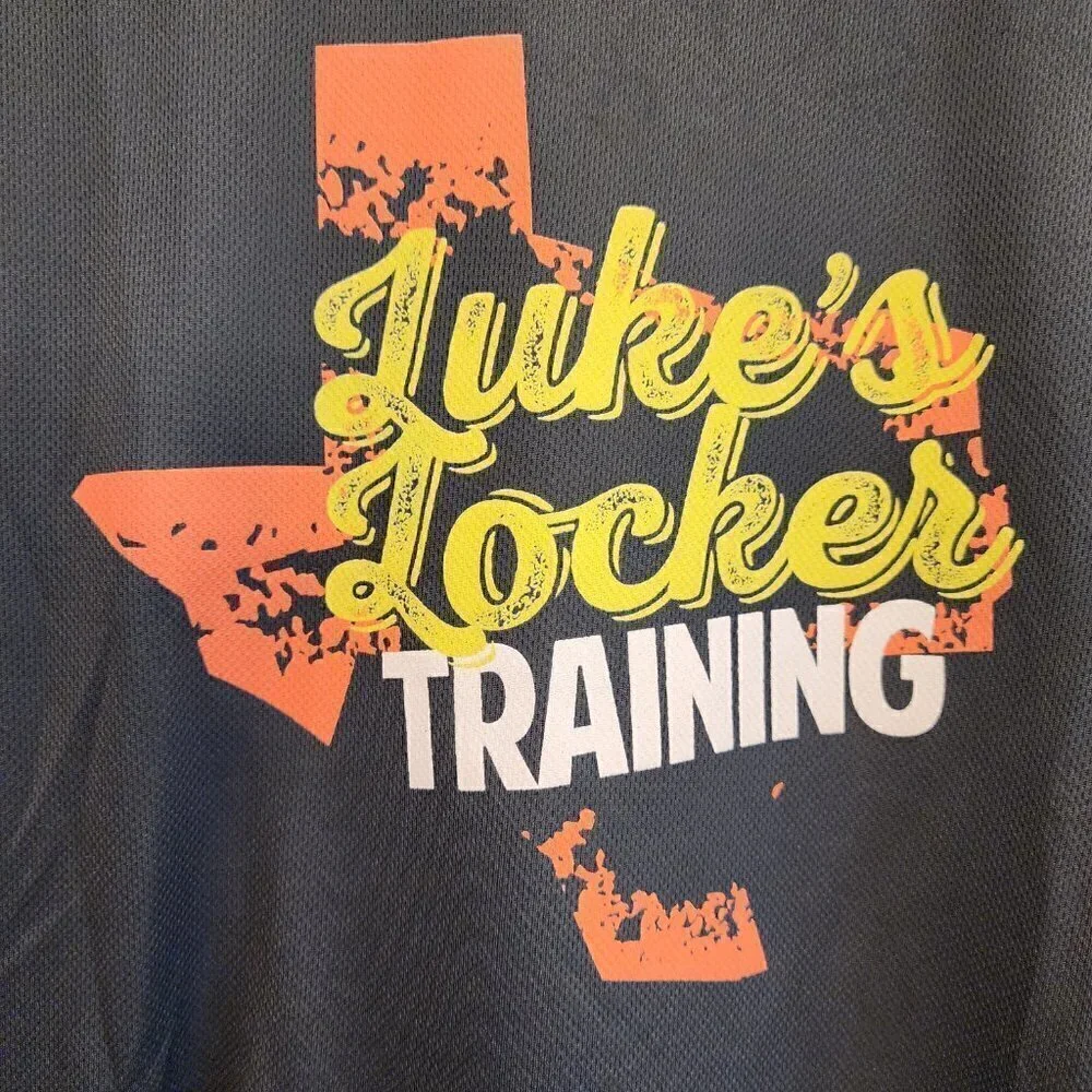 Nike Dri-Fit black T-shirt Texas Luke's Locker Logo Activewear Gym Workout